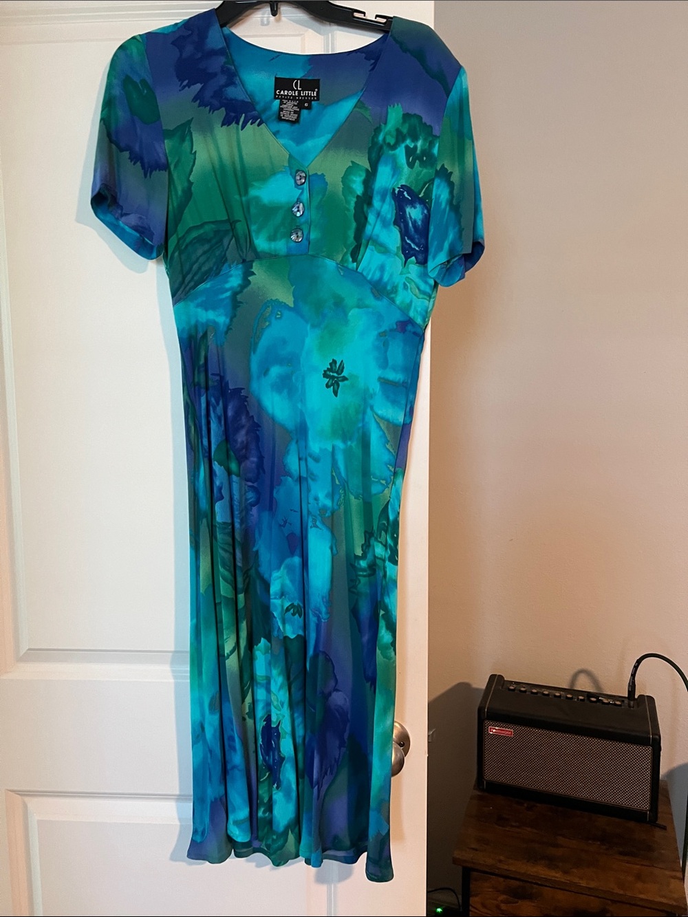 Carole Little Blue & Teal Floral Midi Dress